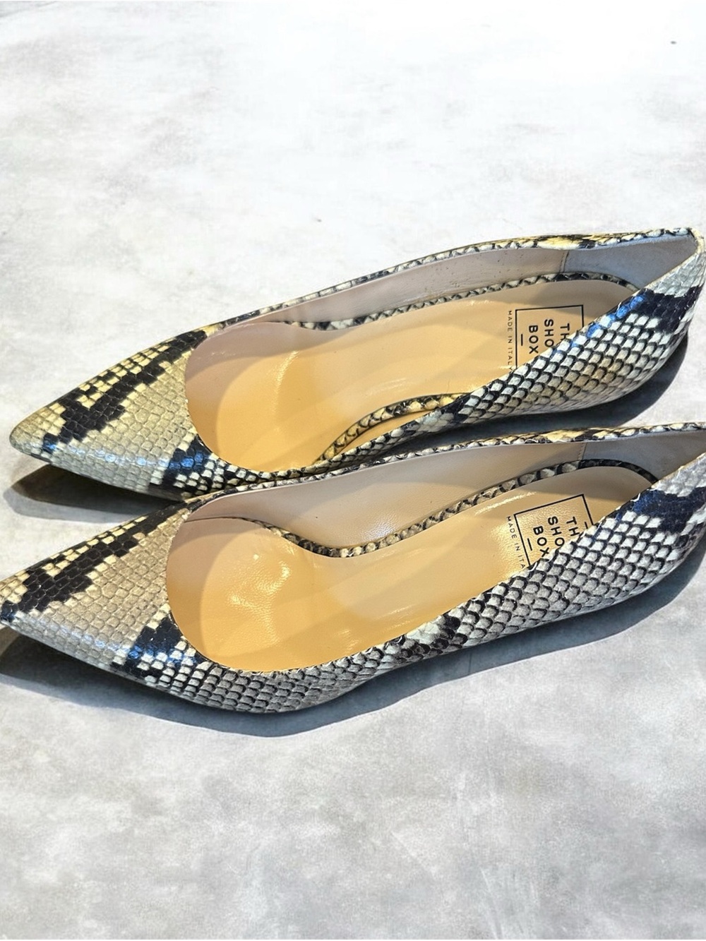 The Shoe Box Python Pointed Toe Heels